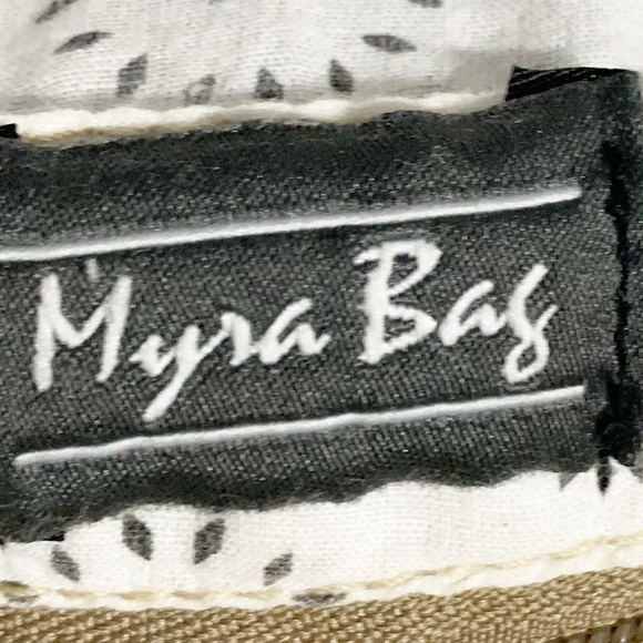 Myra Bag Upcycled Cotton Canvas Shoulder Tote Bag with Leather Details Recycled - Picture 13 of 15